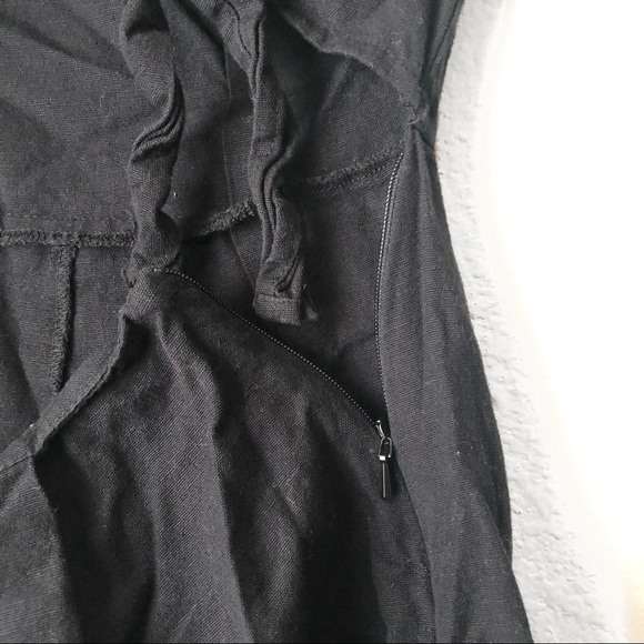 ASOS Romper Cutout And Tie Detail Black Linen 0 - Picture 4 of 8